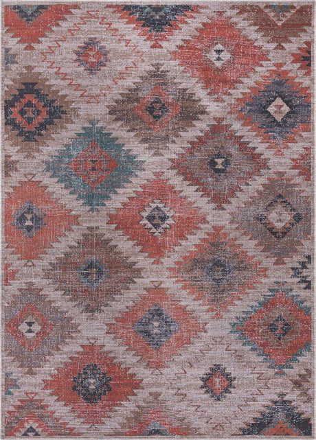 Rust red and Beige 7' 3 x 10' Sisu Washable Rectangle Rug