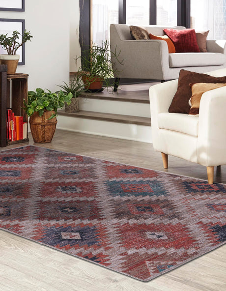 Washable Rust red and Beige 2' x 3' Sisu Rectangle Area Rug Easy to Clean Stain Resistant & Durable Polyester Chenille Distressed Vintage Look Carpet for Sale at Rug Engine
