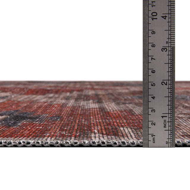 Rust red and Beige 4' x 6' Sisu Washable Rectangle Rug