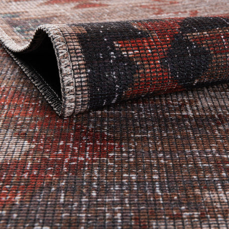 Washable Rust red and Beige 7' 3 x 10' Sisu Rectangle Area Rug Easy to Clean Stain Resistant & Durable Polyester Chenille Distressed Vintage Look Carpet for Sale at Rug Engine