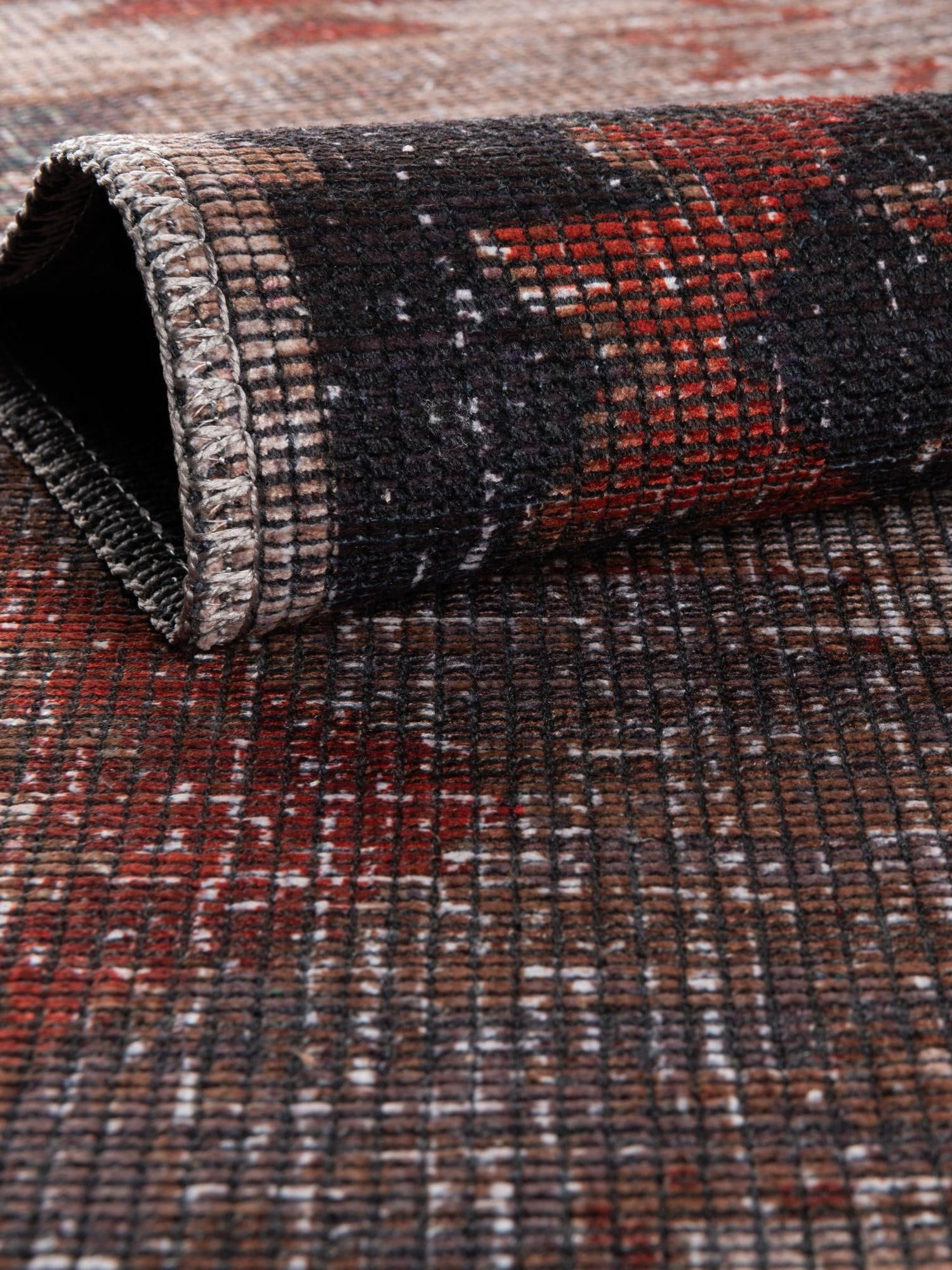 Washable Rust red and Beige 4' x 6' Sisu Washable Rectangle Area Rug Easy to Clean Stain Resistant & Durable Polyester Chenille Distressed Vintage Look Carpet for Sale at Rug Engine