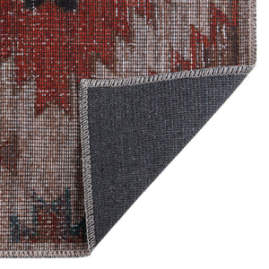 Washable Rust red and Beige 7' 3 x 10' Sisu Rectangle Area Rug Easy to Clean Stain Resistant & Durable Polyester Chenille Distressed Vintage Look Carpet for Sale at Rug Engine