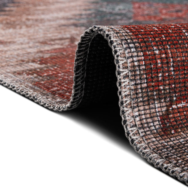 Rust red and Beige 4' x 6' Sisu Washable Rectangle Rug