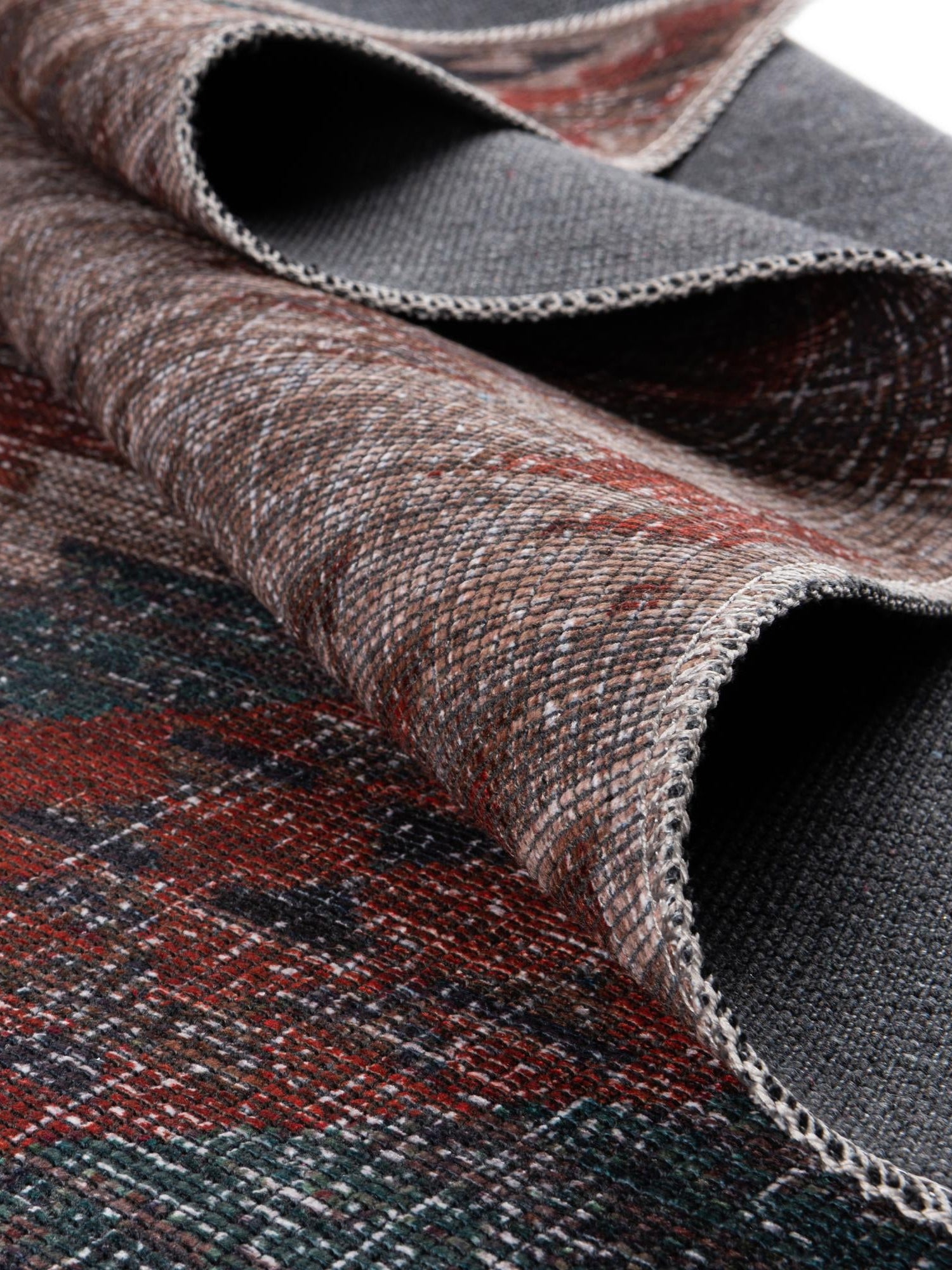 Washable Rust red and Beige 7' 3 x 10' Sisu Rectangle Area Rug Easy to Clean Stain Resistant & Durable Polyester Chenille Distressed Vintage Look Carpet for Sale at Rug Engine