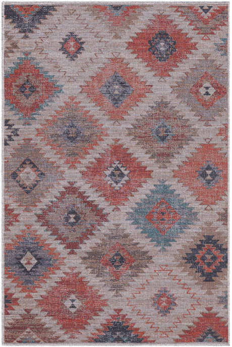 Rust red and Beige 4' x 6' Sisu Washable Rectangle Rug