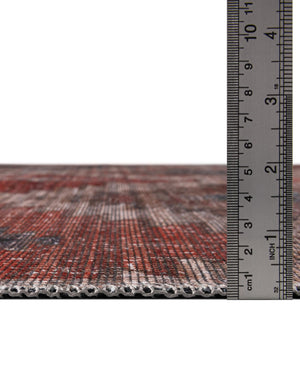 Washable Rust red and Beige 3' 3 x 3' 3 Sisu Round Area Rug Easy to Clean Stain Resistant & Durable Polyester Chenille Distressed Vintage Look Carpet for Sale at Rug Engine