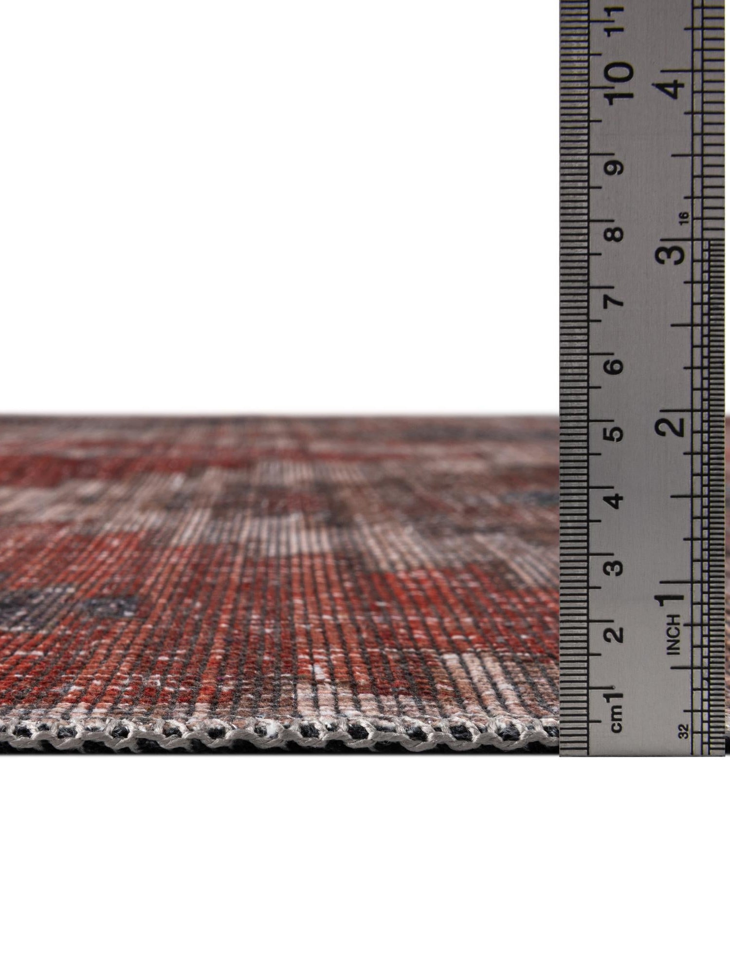 Washable Rust red and Beige 3' 11 x 3' 11 Sisu Round Area Rug Easy to Clean Stain Resistant & Durable Polyester Chenille Distressed Vintage Look Carpet for Sale at Rug Engine