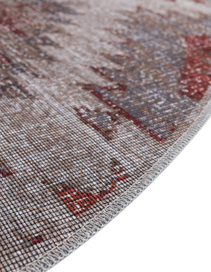 Washable Rust red and Beige 3' 3 x 3' 3 Sisu Round Area Rug Easy to Clean Stain Resistant & Durable Polyester Chenille Distressed Vintage Look Carpet for Sale at Rug Engine