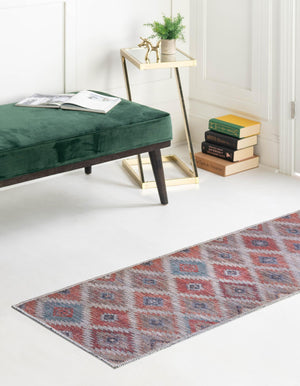 Washable Rust red and Beige 2' x 7' 10 Sisu Runner Area Rug Easy to Clean Stain Resistant & Durable Polyester Chenille Distressed Vintage Look Carpet for Sale at Rug Engine