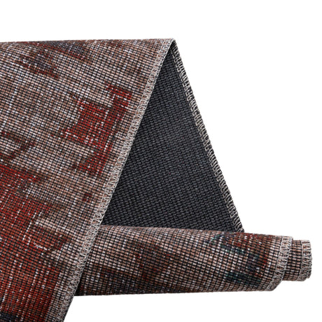 Washable Rust red and Beige 2' x 6' Sisu Runner Area Rug Easy to Clean Stain Resistant & Durable Polyester Chenille Distressed Vintage Look Carpet for Sale at Rug Engine