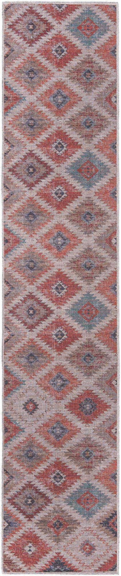 Washable Rust red and Beige 2' x 10' Sisu Runner Area Rug Easy to Clean Stain Resistant & Durable Polyester Chenille Distressed Vintage Look Carpet for Sale at Rug Engine