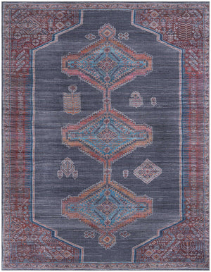 Washable Charcoal and Gray 10' 6 x 13' 1 Sisu Rectangle Area Rug Easy to Clean Stain Resistant & Durable Polyester Chenille Distressed Vintage Look Carpet for Sale at Rug Engine