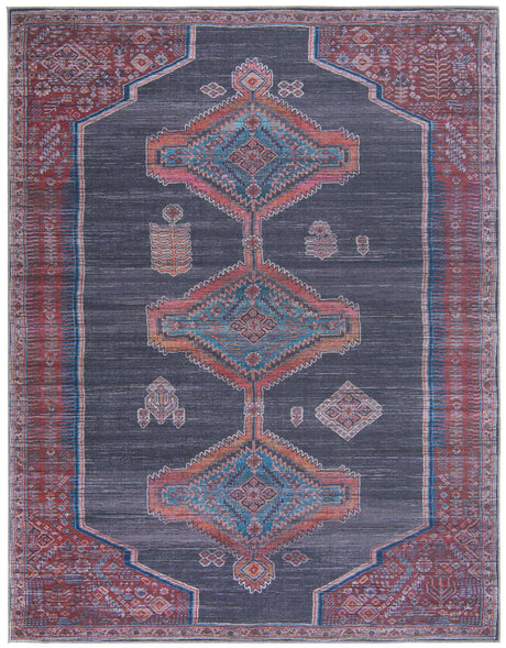 Washable Charcoal and Gray 7' 10 x 10' Sisu Rectangle Area Rug Easy to Clean Stain Resistant & Durable Polyester Chenille Distressed Vintage Look Carpet for Sale at Rug Engine