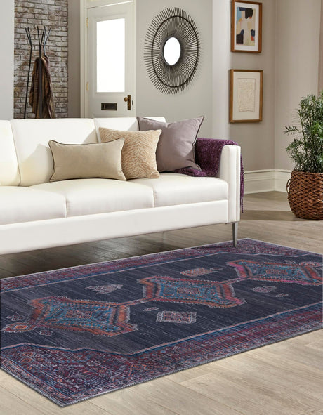 Washable Charcoal and Gray 7' 10 x 10' Sisu Rectangle Area Rug Easy to Clean Stain Resistant & Durable Polyester Chenille Distressed Vintage Look Carpet for Sale at Rug Engine