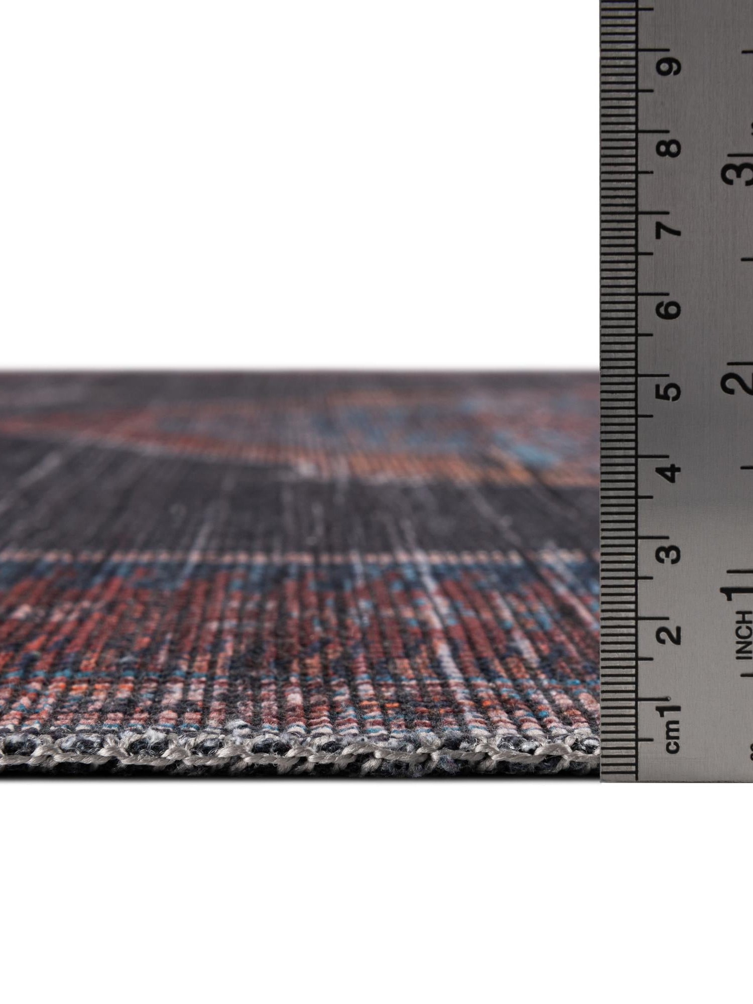 Washable Charcoal and Gray 7' 3 x 10' Sisu Rectangle Area Rug Easy to Clean Stain Resistant & Durable Polyester Chenille Distressed Vintage Look Carpet for Sale at Rug Engine