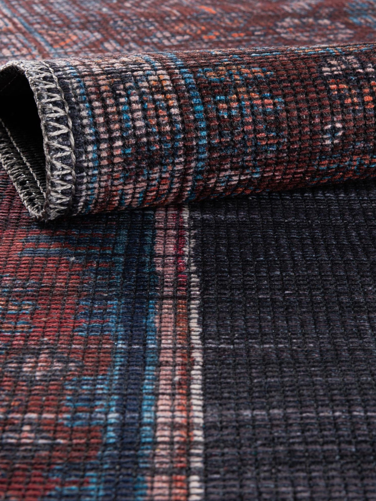 Washable Charcoal and Gray 7' 10 x 10' Sisu Rectangle Area Rug Easy to Clean Stain Resistant & Durable Polyester Chenille Distressed Vintage Look Carpet for Sale at Rug Engine