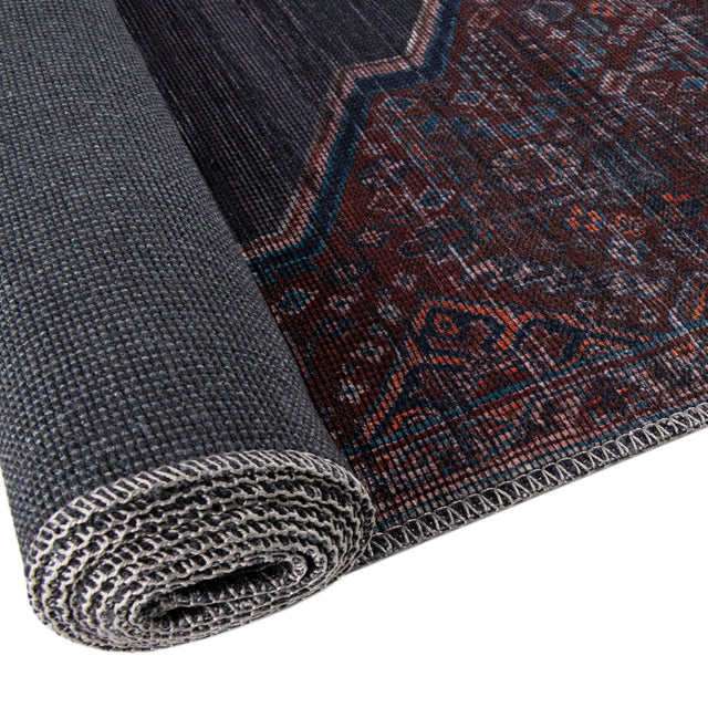 Washable Charcoal and Gray 2' x 3' 1 Sisu Rectangle Area Rug Easy to Clean Stain Resistant & Durable Polyester Chenille Distressed Vintage Look Carpet for Sale at Rug Engine