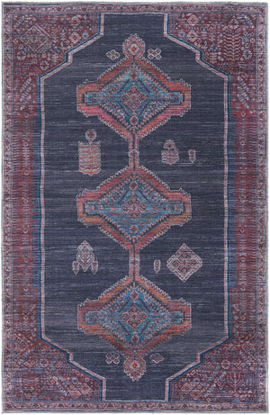 Washable Charcoal and Gray 5' 3 x 8' Sisu Rectangle Area Rug Easy to Clean Stain Resistant & Durable Polyester Chenille Distressed Vintage Look Carpet for Sale at Rug Engine