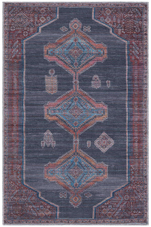 Washable Charcoal and Gray 4' 1 x 6' 1 Sisu Rectangle Area Rug Easy to Clean Stain Resistant & Durable Polyester Chenille Distressed Vintage Look Carpet for Sale at Rug Engine