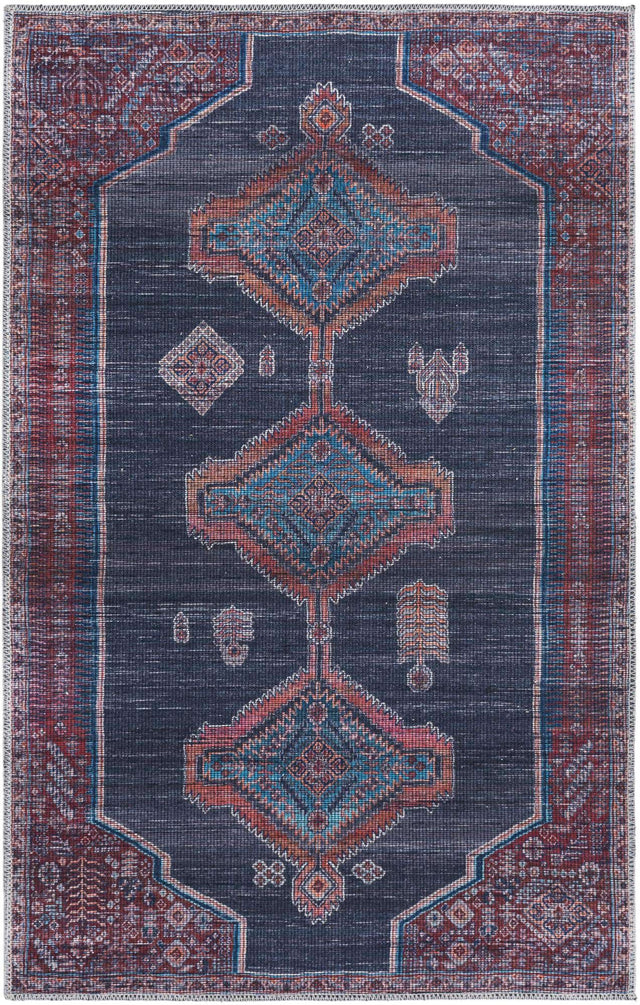 Washable Charcoal and Gray 3' 3 x 5' 3 Sisu Rectangle Area Rug Easy to Clean Stain Resistant & Durable Polyester Chenille Distressed Vintage Look Carpet for Sale at Rug Engine