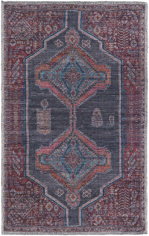 Washable Charcoal and Gray 2' x 3' 1 Sisu Rectangle Area Rug Easy to Clean Stain Resistant & Durable Polyester Chenille Distressed Vintage Look Carpet for Sale at Rug Engine
