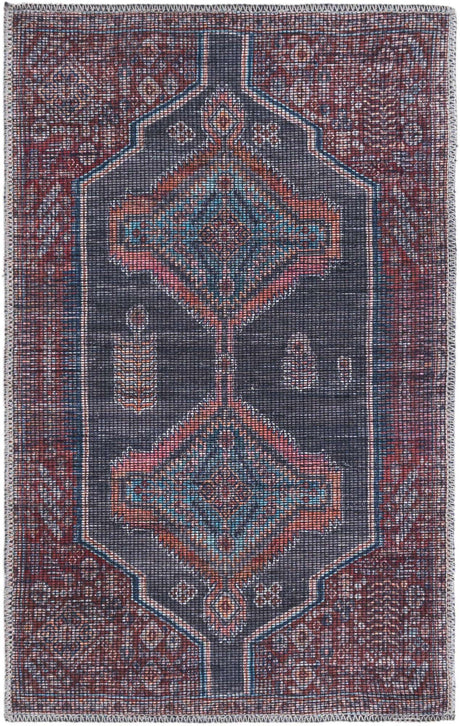 Washable Charcoal and Gray 2' x 3' 1 Sisu Rectangle Area Rug Easy to Clean Stain Resistant & Durable Polyester Chenille Distressed Vintage Look Carpet for Sale at Rug Engine