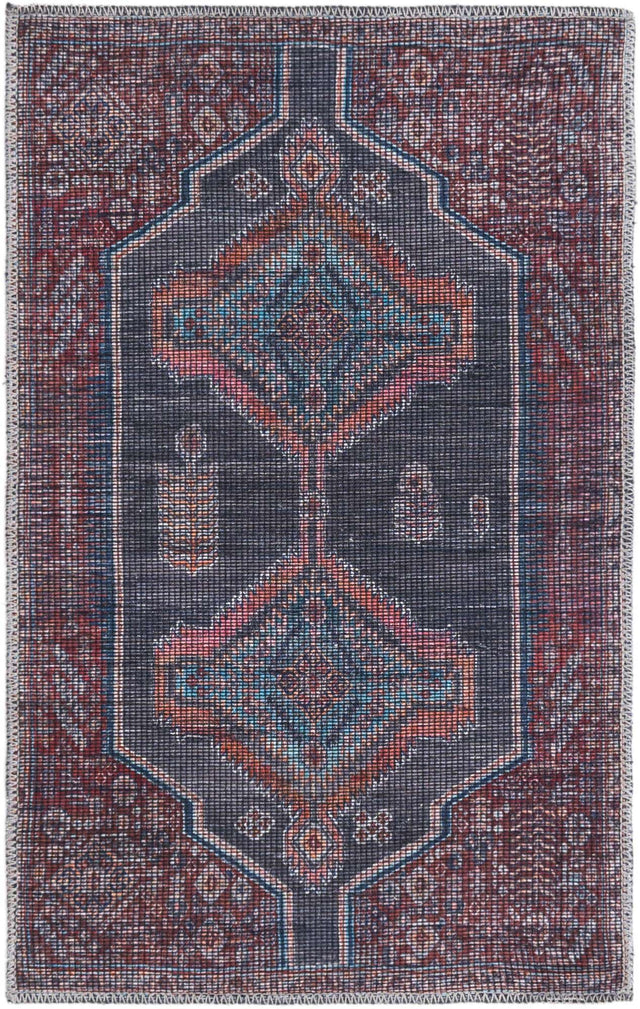 Washable Charcoal and Gray 2' x 3' 1 Sisu Rectangle Area Rug Easy to Clean Stain Resistant & Durable Polyester Chenille Distressed Vintage Look Carpet for Sale at Rug Engine