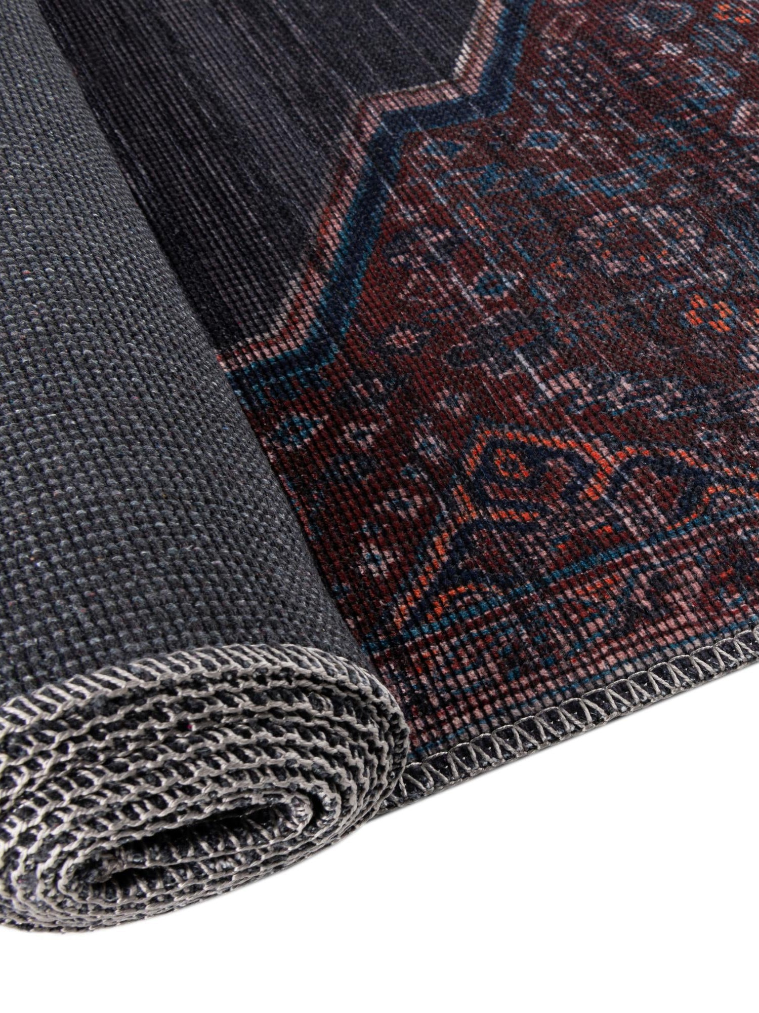 Washable Charcoal and Gray 5' 3 x 5' 3 Sisu Square Area Rug Easy to Clean Stain Resistant & Durable Polyester Chenille Distressed Vintage Look Carpet for Sale at Rug Engine