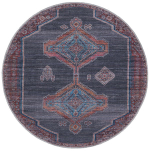 Washable Charcoal and Gray 4' 1 x 4' 1 Sisu Round Area Rug Easy to Clean Stain Resistant & Durable Polyester Chenille Distressed Vintage Look Carpet for Sale at Rug Engine