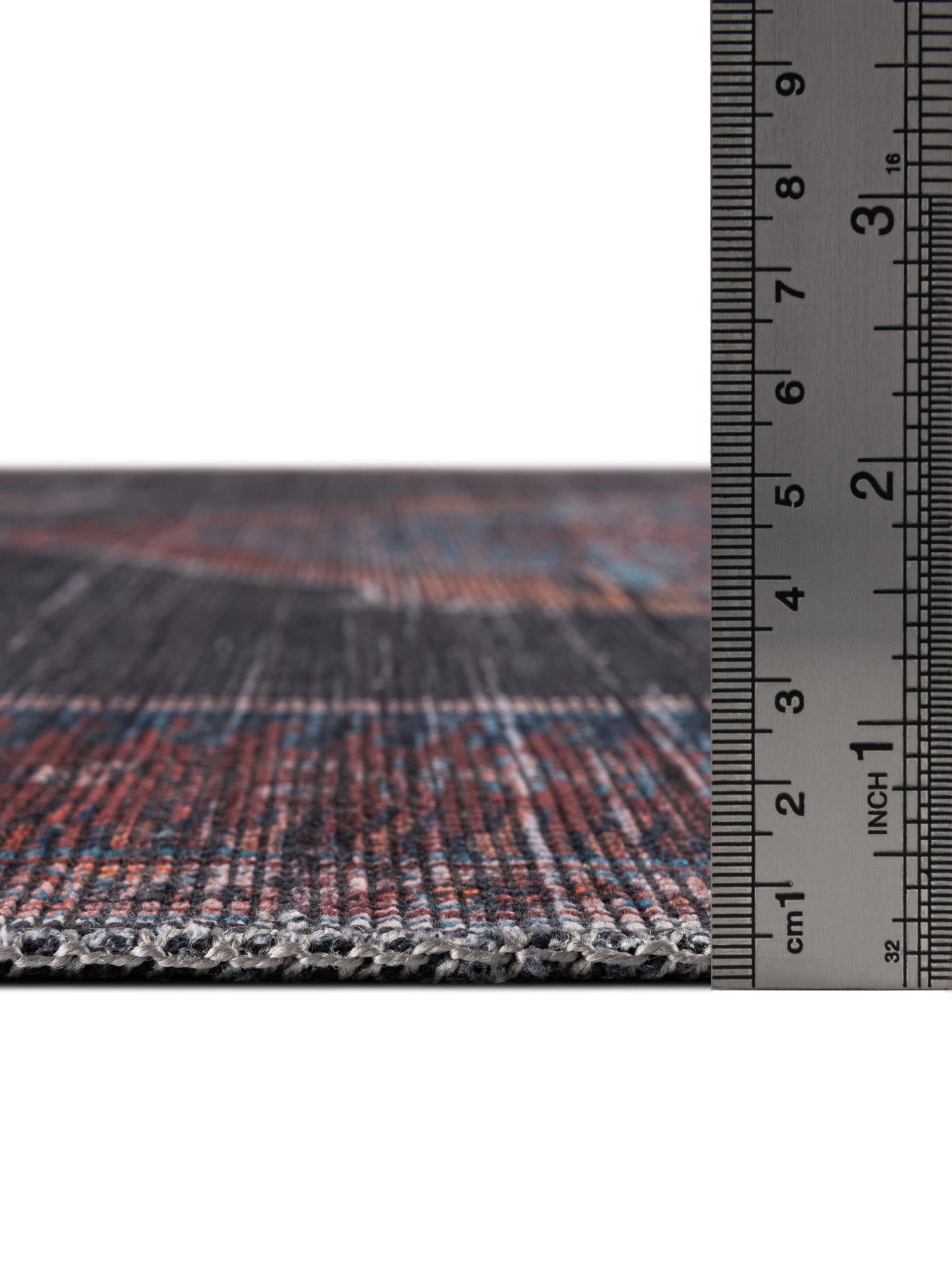 Washable Charcoal and Gray 4' 1 x 4' 1 Sisu Round Area Rug Easy to Clean Stain Resistant & Durable Polyester Chenille Distressed Vintage Look Carpet for Sale at Rug Engine