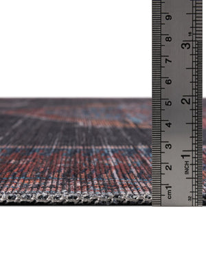 Washable Charcoal and Gray 4' 1 x 4' 1 Sisu Round Area Rug Easy to Clean Stain Resistant & Durable Polyester Chenille Distressed Vintage Look Carpet for Sale at Rug Engine