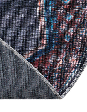 Washable Charcoal and Gray 3' 3 x 3' 3 Sisu Round Area Rug Easy to Clean Stain Resistant & Durable Polyester Chenille Distressed Vintage Look Carpet for Sale at Rug Engine