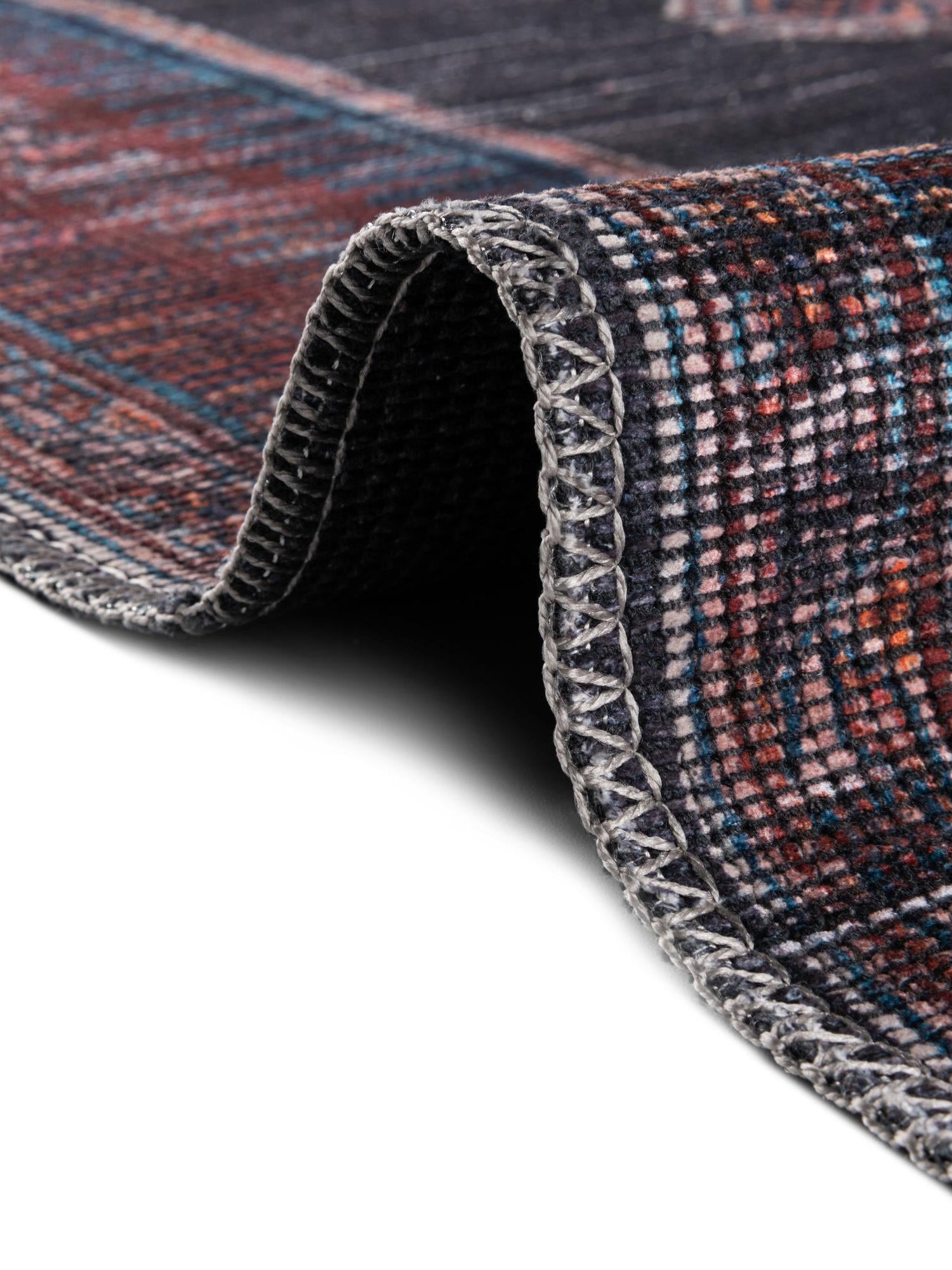 Washable Charcoal and Gray 4' 1 x 4' 1 Sisu Round Area Rug Easy to Clean Stain Resistant & Durable Polyester Chenille Distressed Vintage Look Carpet for Sale at Rug Engine