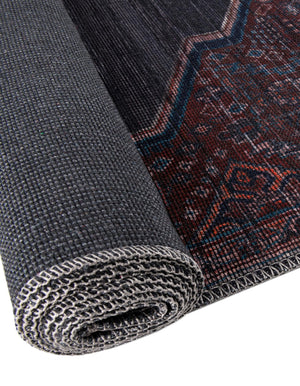 Washable Charcoal and Gray 4' 1 x 4' 1 Sisu Round Area Rug Easy to Clean Stain Resistant & Durable Polyester Chenille Distressed Vintage Look Carpet for Sale at Rug Engine