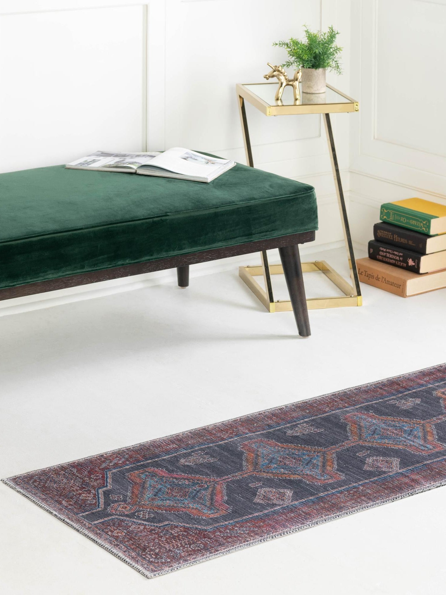Washable Charcoal and Gray 2' x 5' 1 Sisu Runner Area Rug Easy to Clean Stain Resistant & Durable Polyester Chenille Distressed Vintage Look Carpet for Sale at Rug Engine