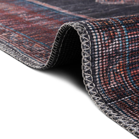 Washable Charcoal and Gray 2' 7 x 12' Sisu Runner Area Rug Easy to Clean Stain Resistant & Durable Polyester Chenille Distressed Vintage Look Carpet for Sale at Rug Engine