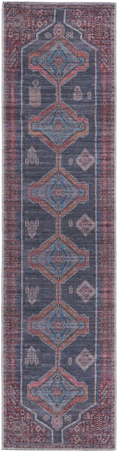 Washable Charcoal and Gray 2' x 8' Sisu Runner Area Rug Easy to Clean Stain Resistant & Durable Polyester Chenille Distressed Vintage Look Carpet for Sale at Rug Engine
