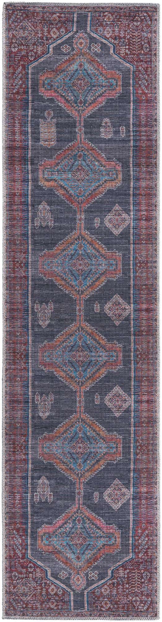 Washable Charcoal and Gray 2' x 8' Sisu Runner Area Rug Easy to Clean Stain Resistant & Durable Polyester Chenille Distressed Vintage Look Carpet for Sale at Rug Engine