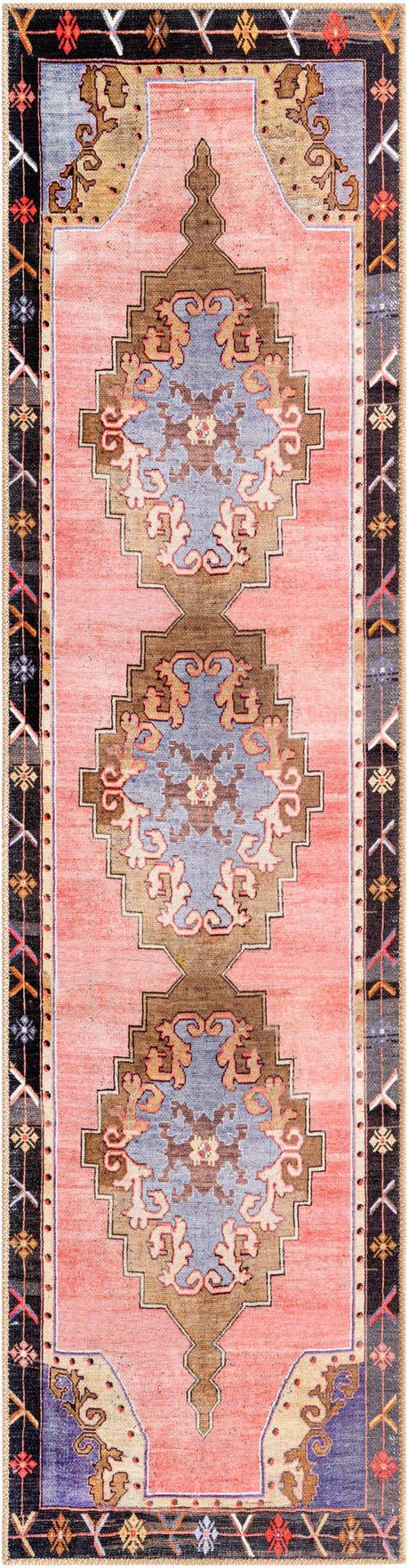 Pink 2' x 8' Timeless Washable Runner Rug