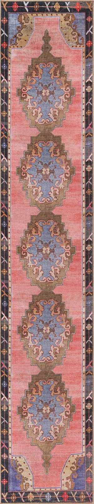 Washable Pink 2' 6 x 14' Timeless Runner Area Rug Easy to Clean Stain Resistant & Durable Traditional Classic Vintage Design Carpet for Sale at Rug Engine