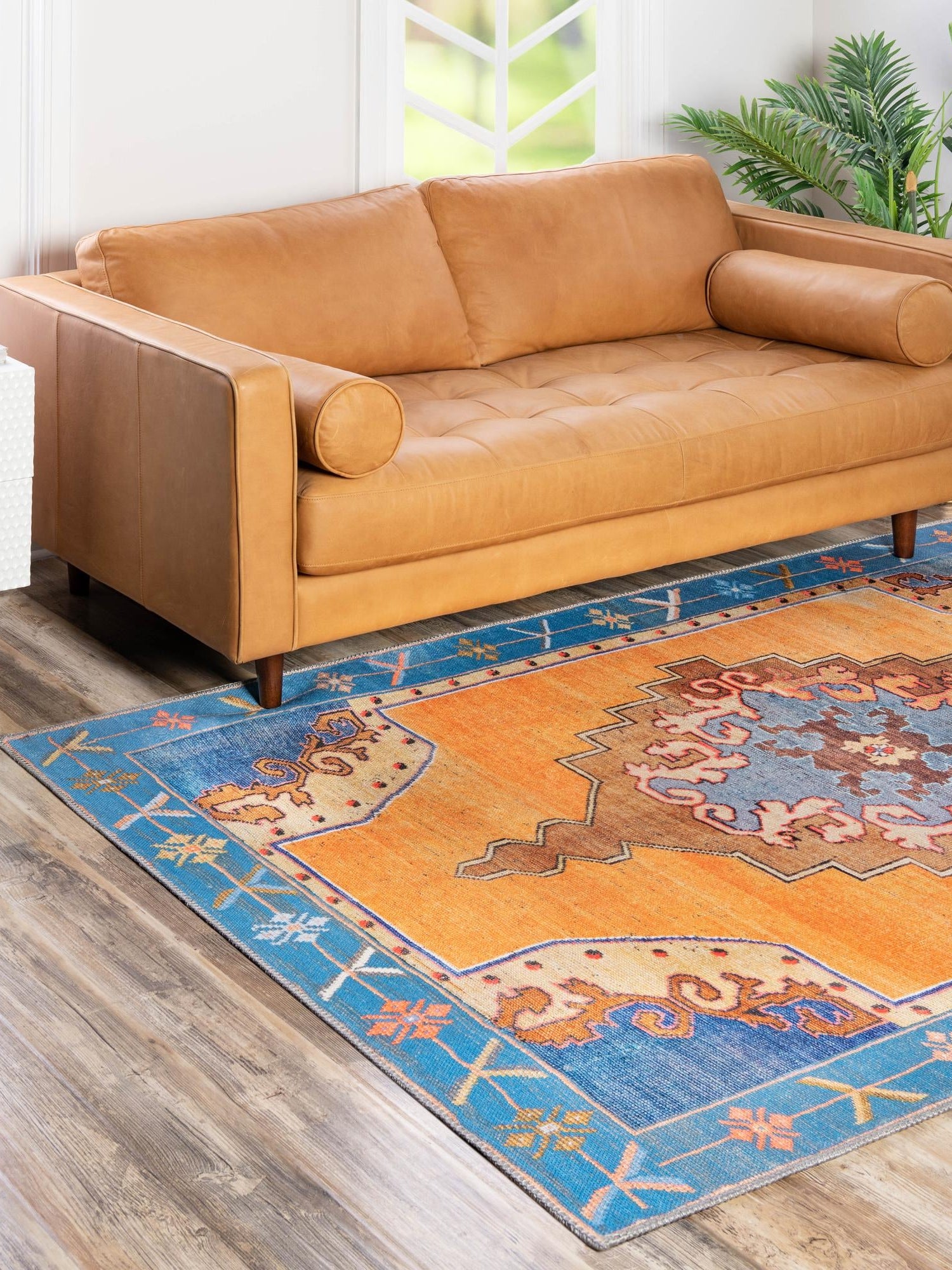 Washable Orange 5' x 8' Timeless Rectangle Area Rug Easy to Clean Stain Resistant & Durable Traditional Classic Vintage Design Carpet for Sale at Rug Engine