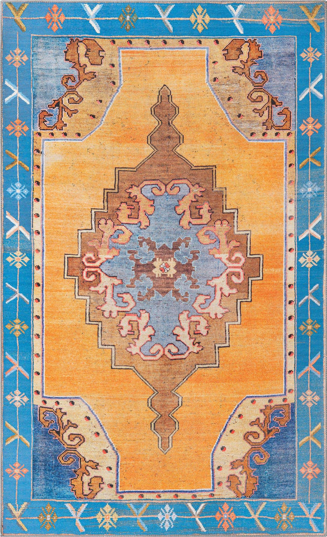 Washable Orange 5' x 8' Timeless Rectangle Area Rug Easy to Clean Stain Resistant & Durable Traditional Classic Vintage Design Carpet for Sale at Rug Engine