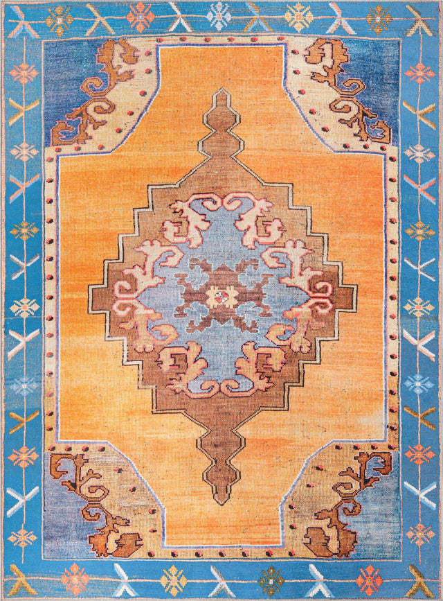 Washable Orange 7' 6 x 10' 6 Timeless Rectangle Area Rug Easy to Clean Stain Resistant & Durable Traditional Classic Vintage Design Carpet for Sale at Rug Engine