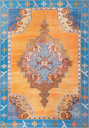 Washable Orange 8' 4 x 12' Timeless Rectangle Area Rug Easy to Clean Stain Resistant & Durable Traditional Classic Vintage Design Carpet for Sale at Rug Engine