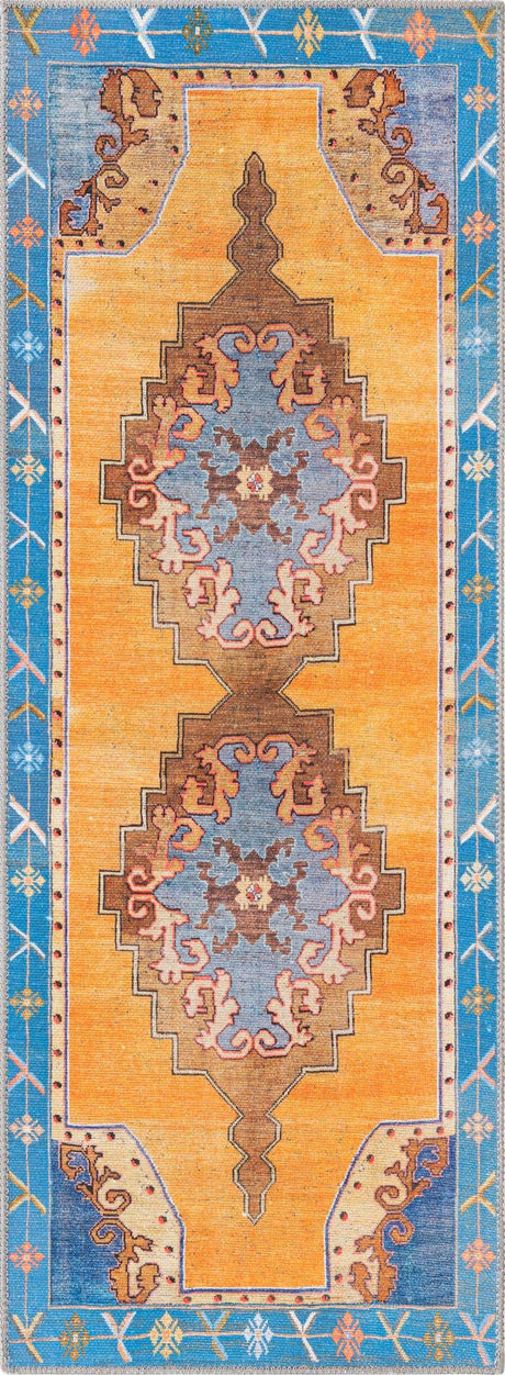 Washable Orange 2' x 5' 3 Timeless Runner Area Rug Easy to Clean Stain Resistant & Durable Traditional Classic Vintage Design Carpet for Sale at Rug Engine