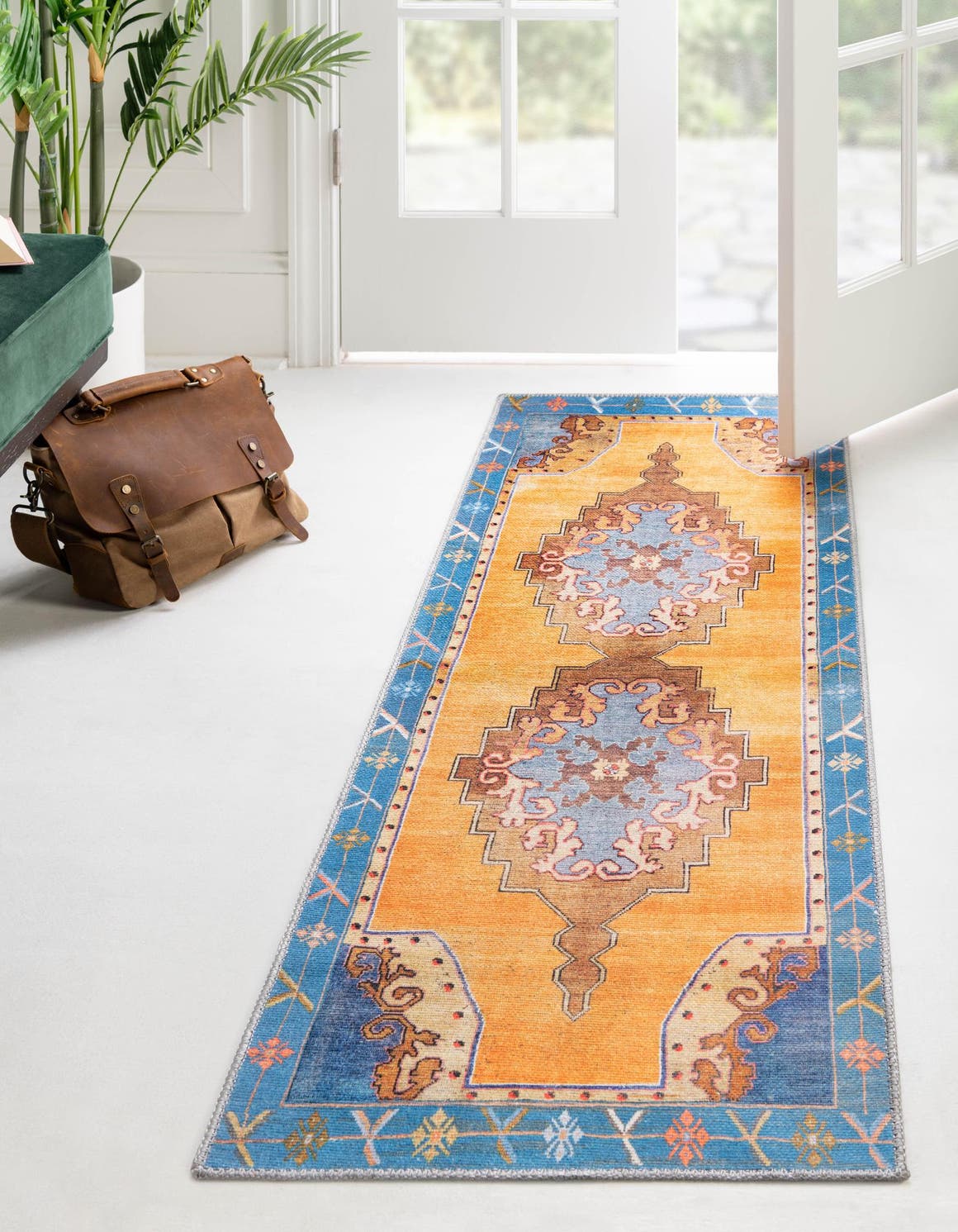 Washable Orange 2' x 5' 3 Timeless Runner Area Rug Easy to Clean Stain Resistant & Durable Traditional Classic Vintage Design Carpet for Sale at Rug Engine