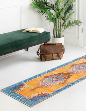Washable Orange 2' x 4' Timeless Runner Area Rug Easy to Clean Stain Resistant & Durable Traditional Classic Vintage Design Carpet for Sale at Rug Engine