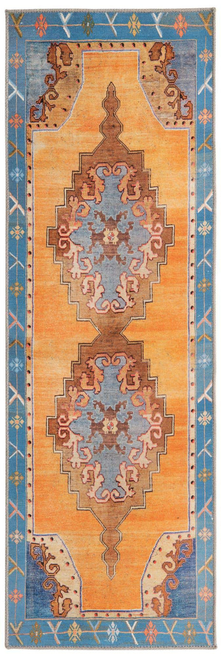 Washable Orange 2' x 6' Timeless Runner Area Rug Easy to Clean Stain Resistant & Durable Traditional Classic Vintage Design Carpet for Sale at Rug Engine