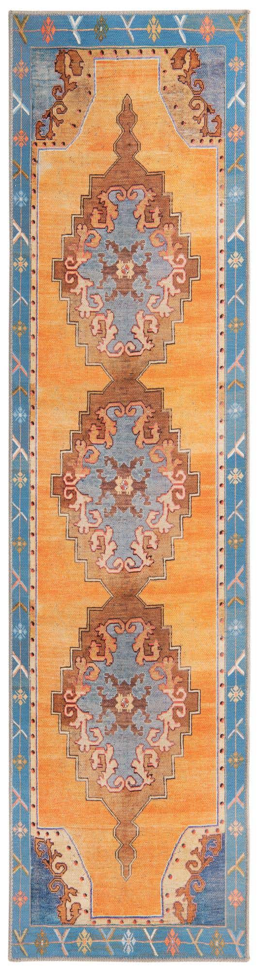 Washable Orange 2' x 7' 10 Timeless Runner Area Rug Easy to Clean Stain Resistant & Durable Traditional Classic Vintage Design Carpet for Sale at Rug Engine