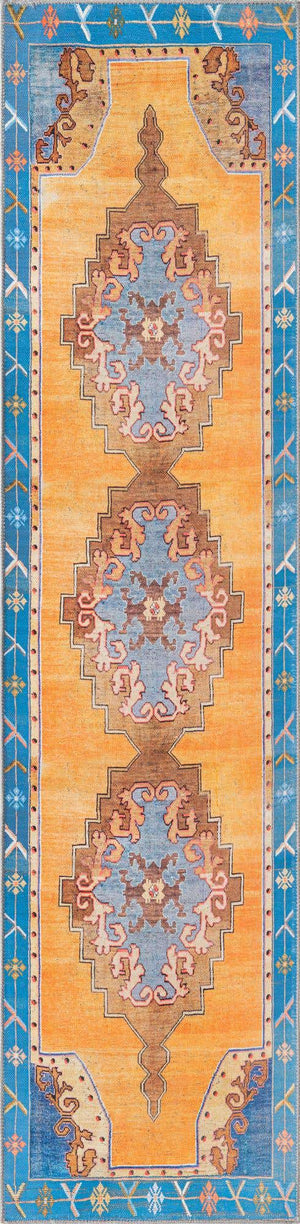 Washable Orange 2' 6 x 10' Timeless Runner Area Rug Easy to Clean Stain Resistant & Durable Traditional Classic Vintage Design Carpet for Sale at Rug Engine
